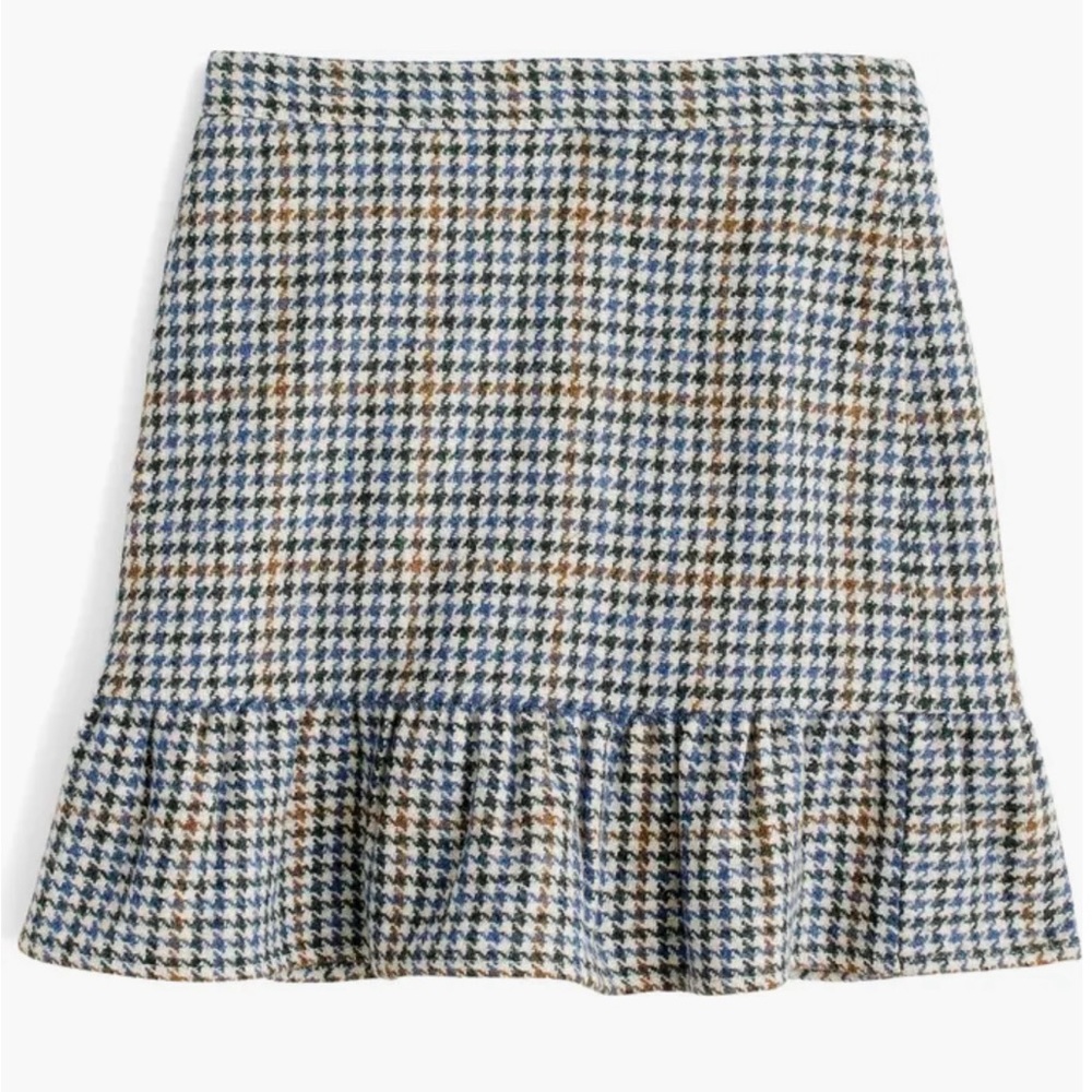 J. Crew Blue and Brown Houndstooth Mini Skirt